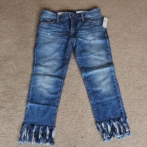 Women's Pilcro and The Letterpress Hyphen Blue Frayed Hem Jeans